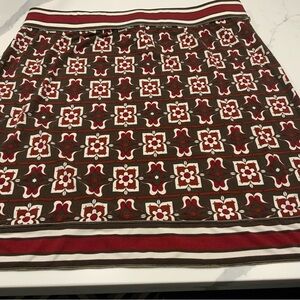 Stylish Brown and Red Patterned Skirt